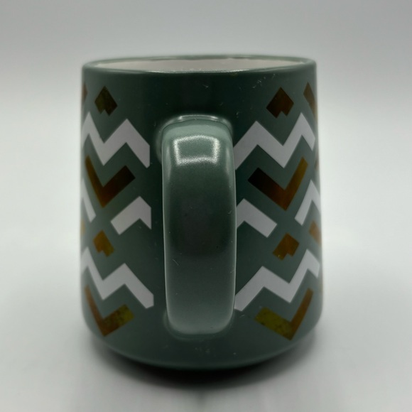 Thyme & Table Ceramic Mug Green Geometric Print Gold And White - Picture 4 of 8